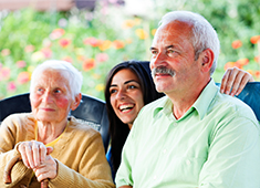 Companion caregiver with elderly man and woman in West Palm Beach, FL